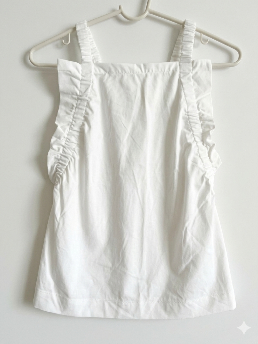 Women’s White Ruffle Strap Tank Top